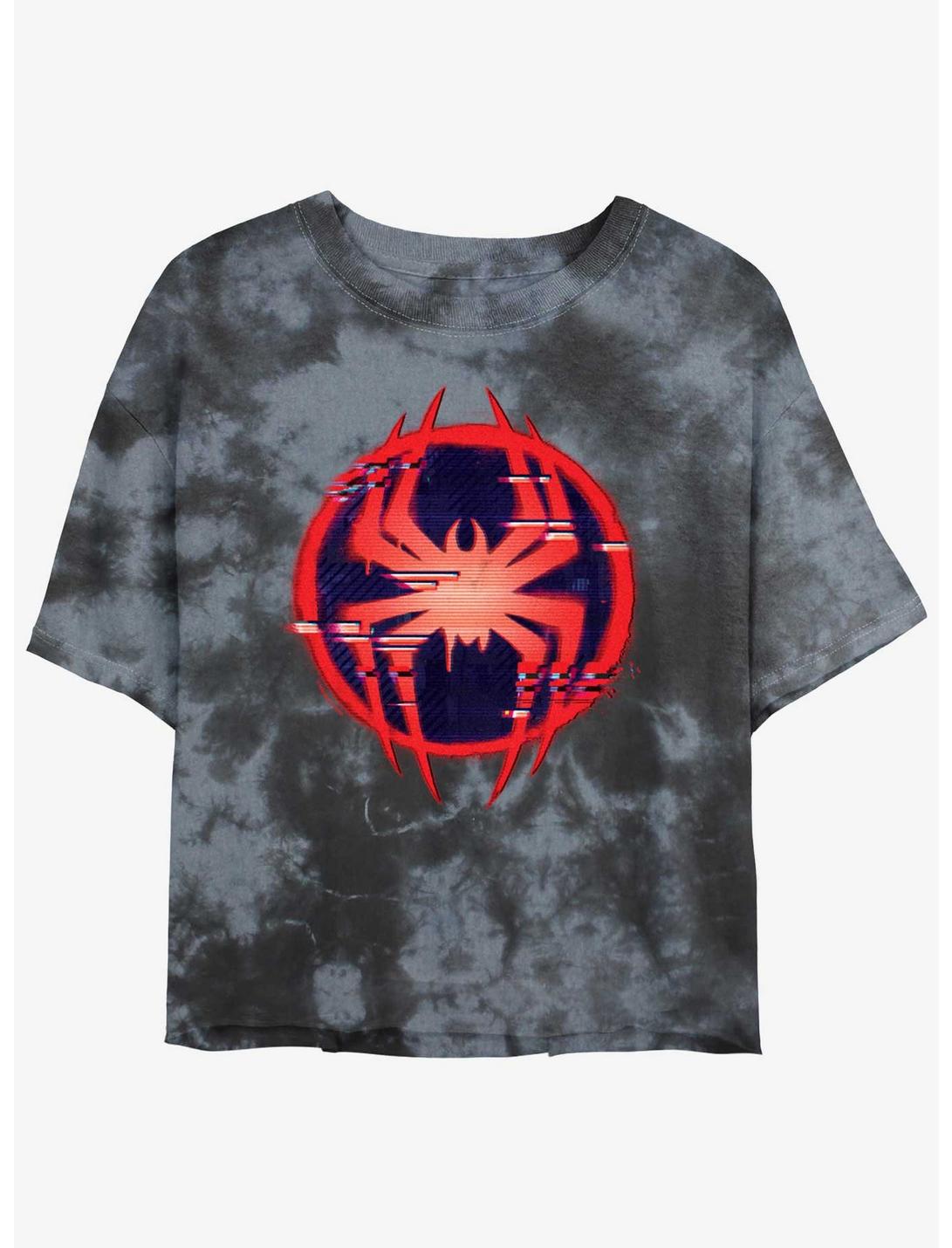 T-shirt court tie-dye fille Marvel Spider-Man à symbole d'araignée glitch