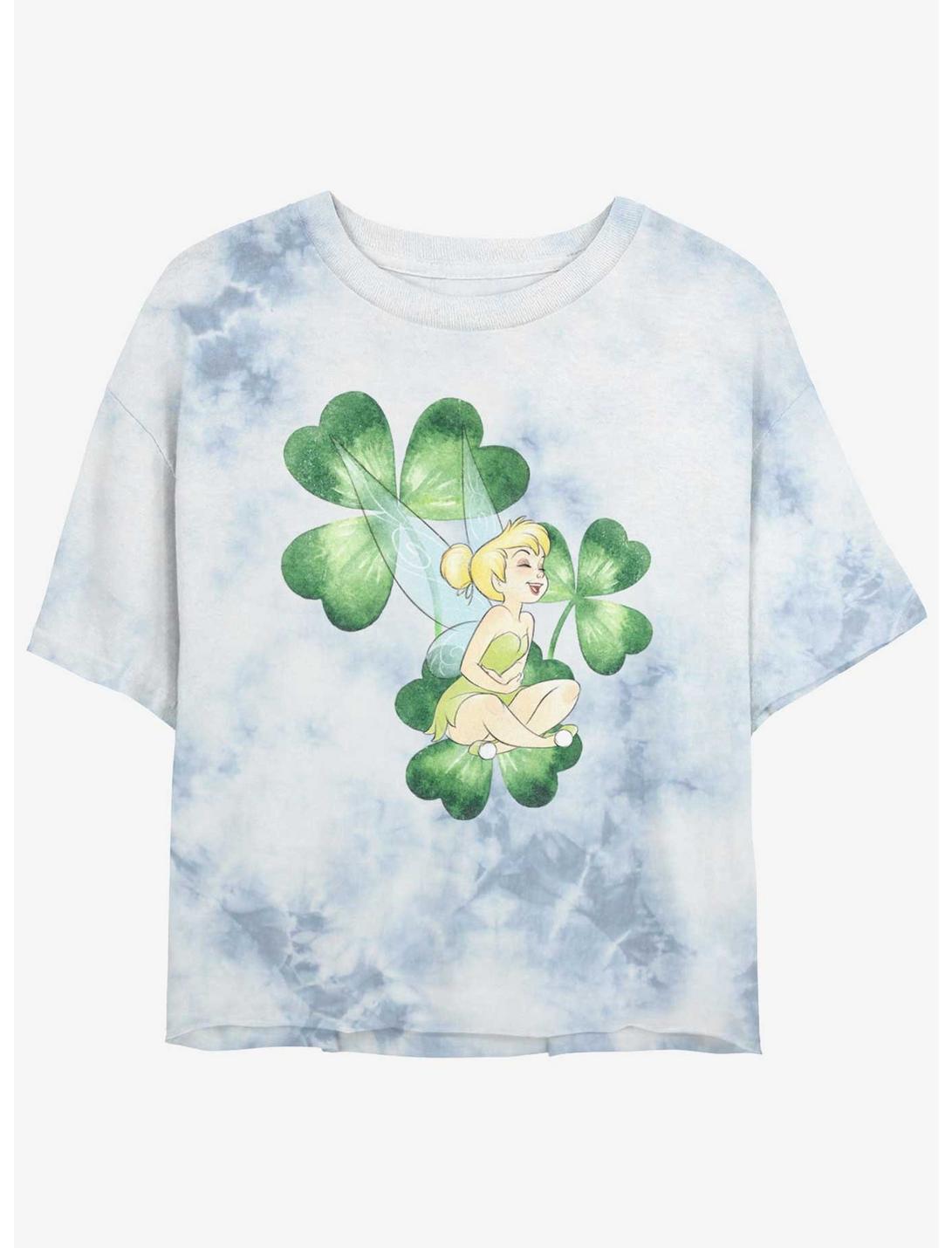 Disney Tinker Bell Clover Girls Tie-Dye Crop T-Shirt