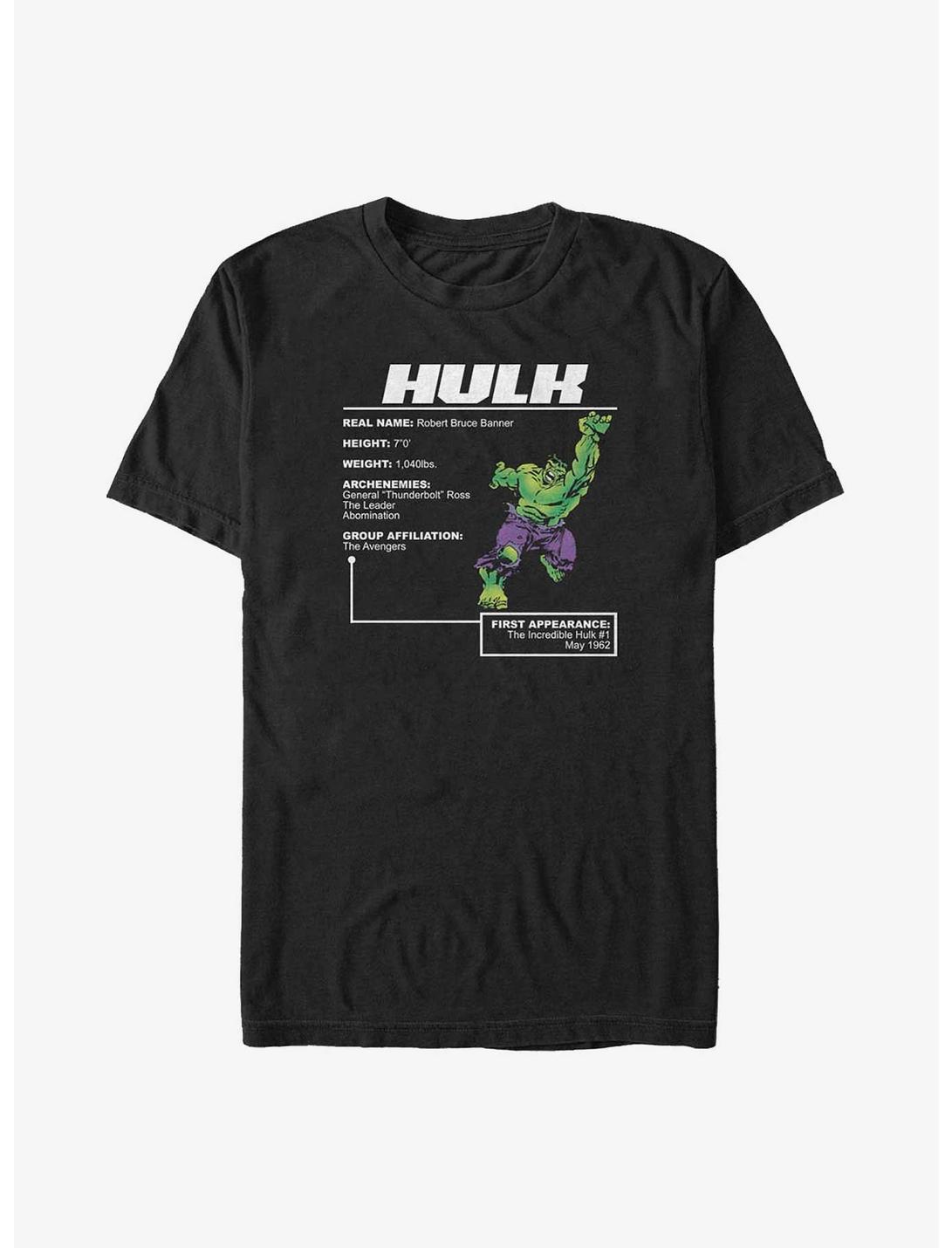 Marvel Hulk The Hulk Stats Big & Tall T-Shirt