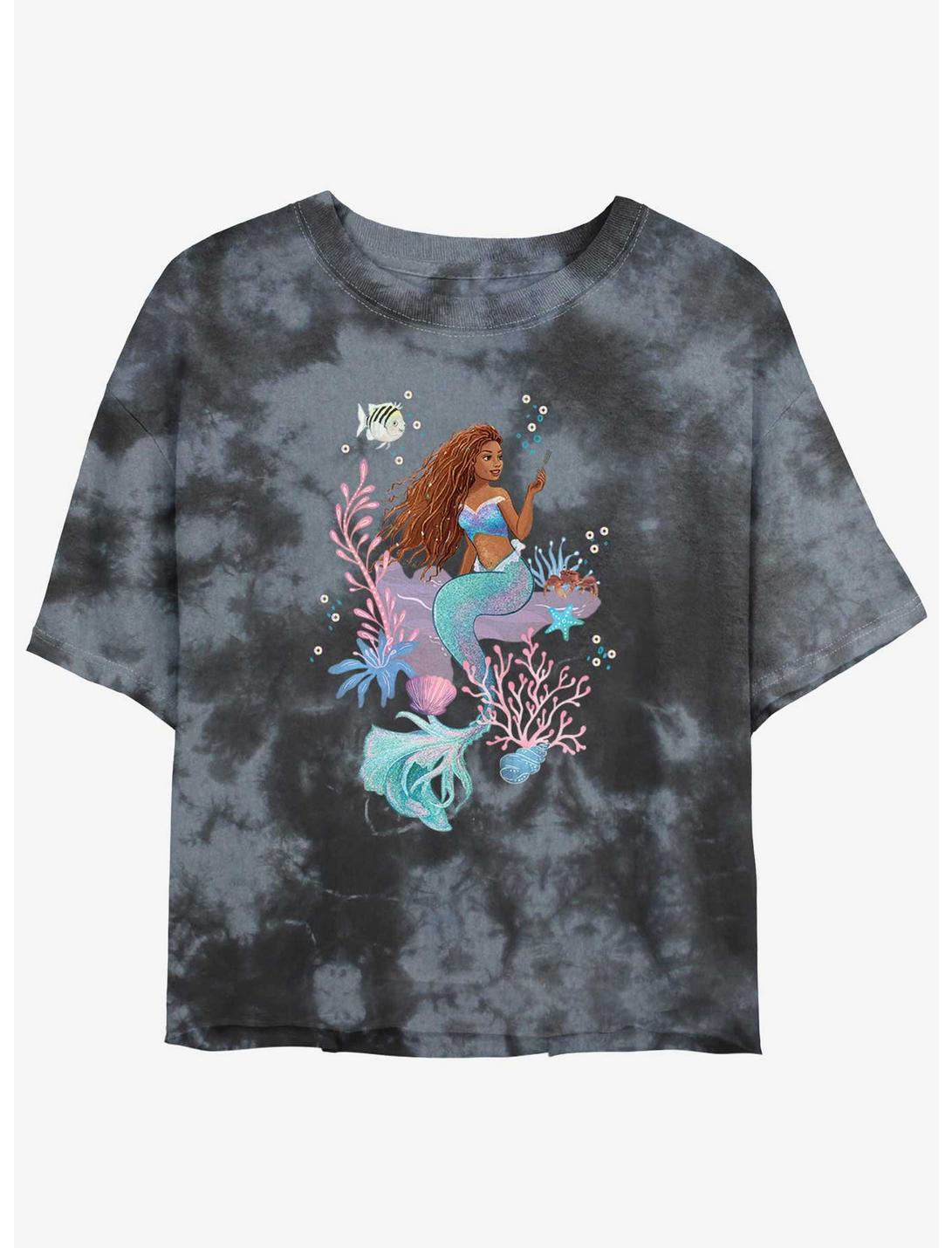 Disney The Little Mermaid Ariel Dinglehopper Girls Tie-Dye Crop T-Shirt