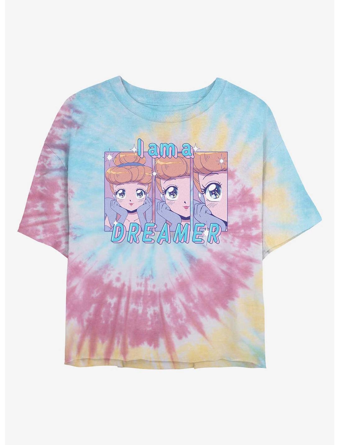 Disney Cinderella Anime Style I Am A Dreamerer Girls Tie-Dye Crop T-Shirt