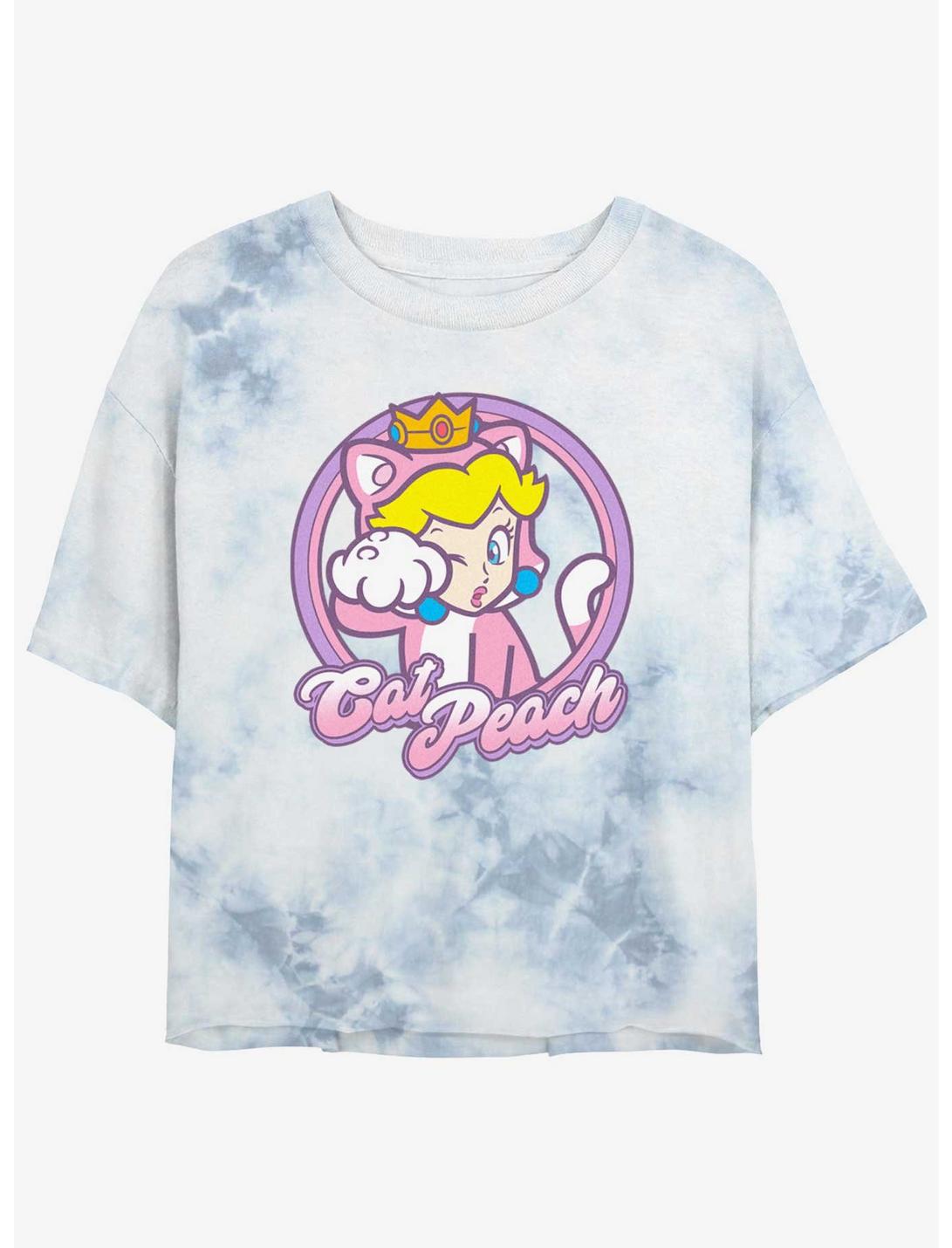 T-shirt court tie-dye pour filles Mario Chat Princesse Peach