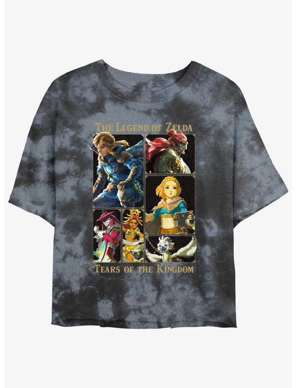 Nintendo Zelda Tears of the Kingdom Character Lineup Girls Tie-Dye Crop T-Shirt