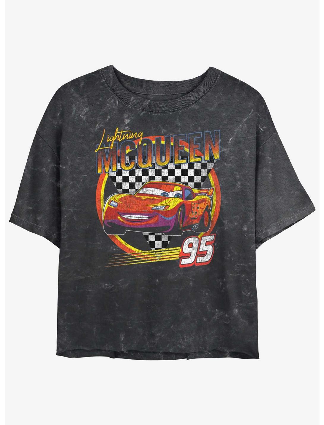 Disney Pixar Cars Lightning McQueen Vintage Girls Mineral Wash Crop T-Shirt