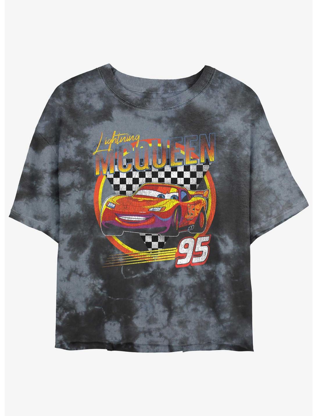Disney Pixar Cars Lightning McQueen Vintage Girls Tie-Dye Crop T-Shirt