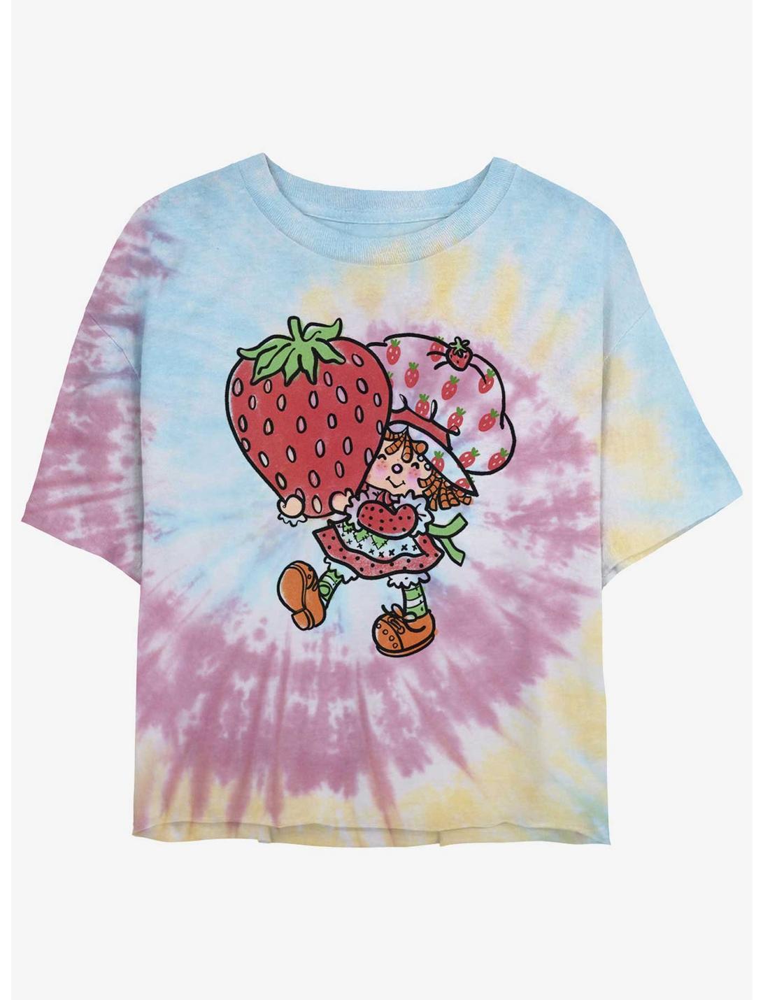 Strawberry Shortcake Big Strawberry Girls Tie-Dye Crop T-Shirt