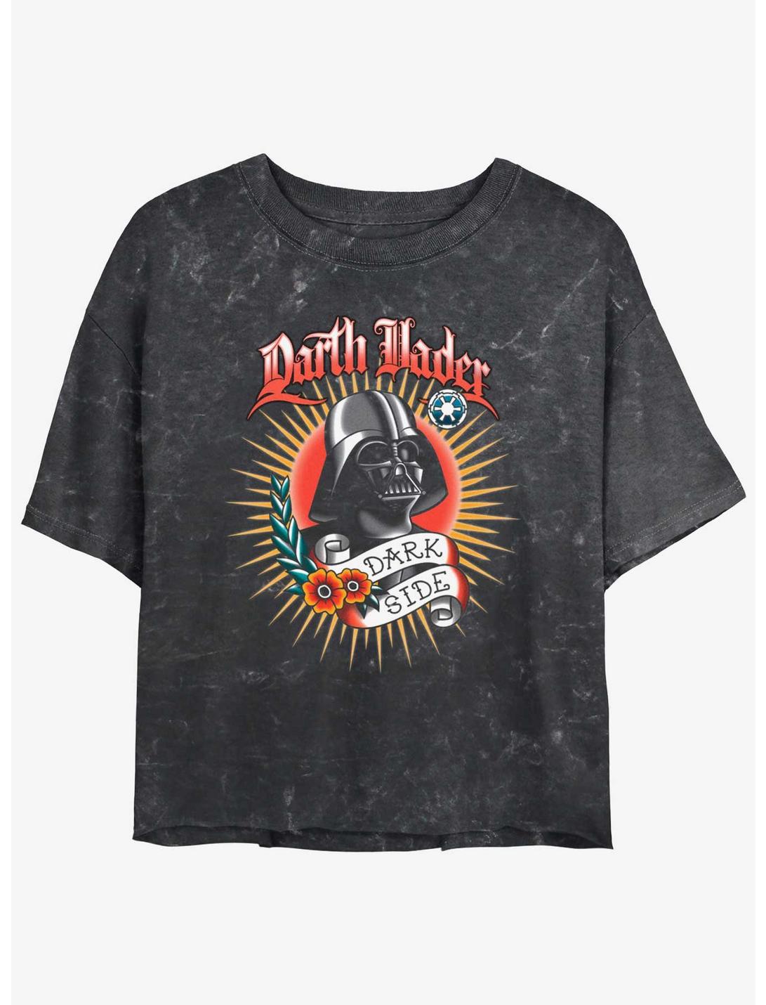Star Wars Tattoo Vader Girls Mineral Wash Crop T-Shirt