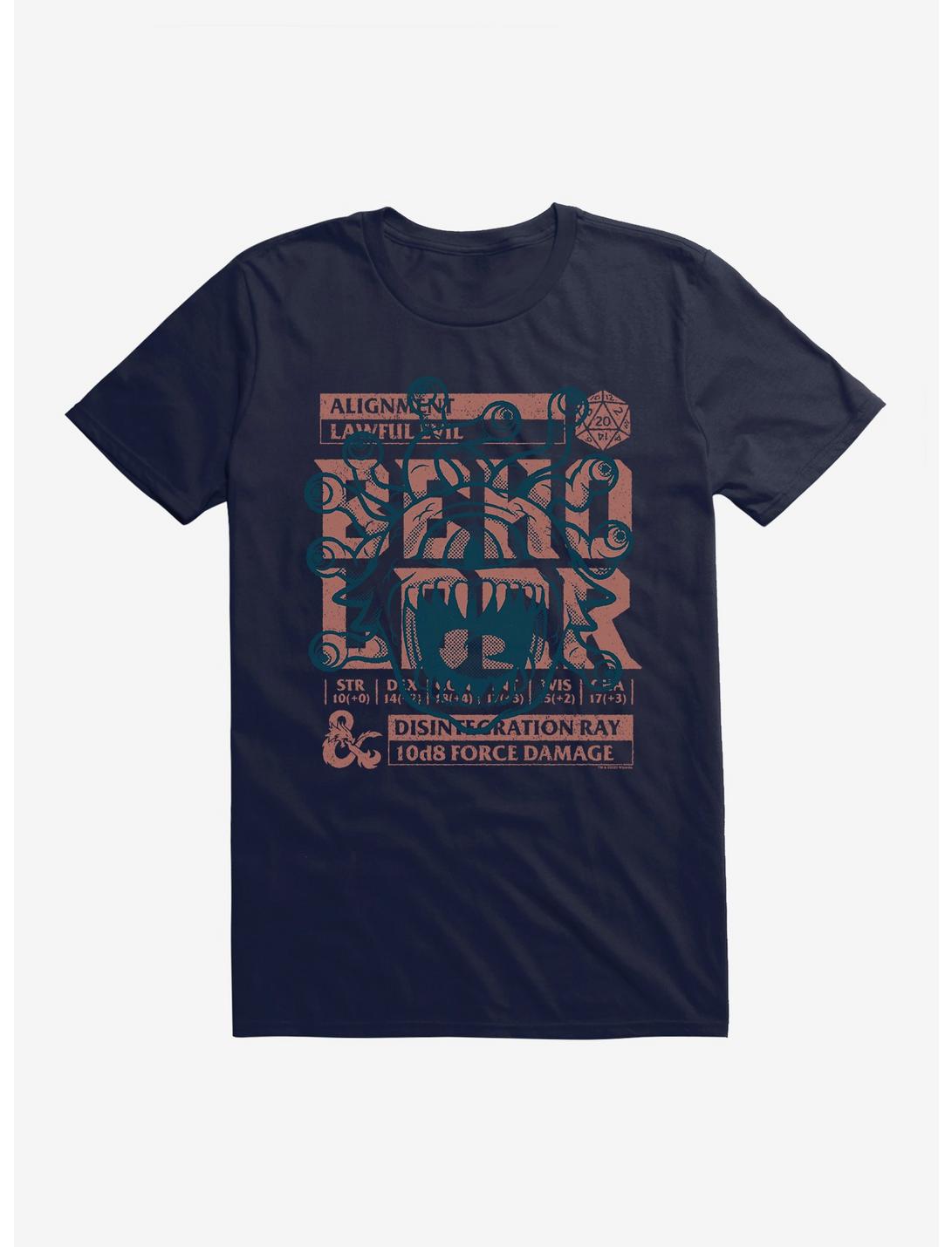 T-shirt avec tampon des stats du Flagelleur mental de Donjons et Dragons
