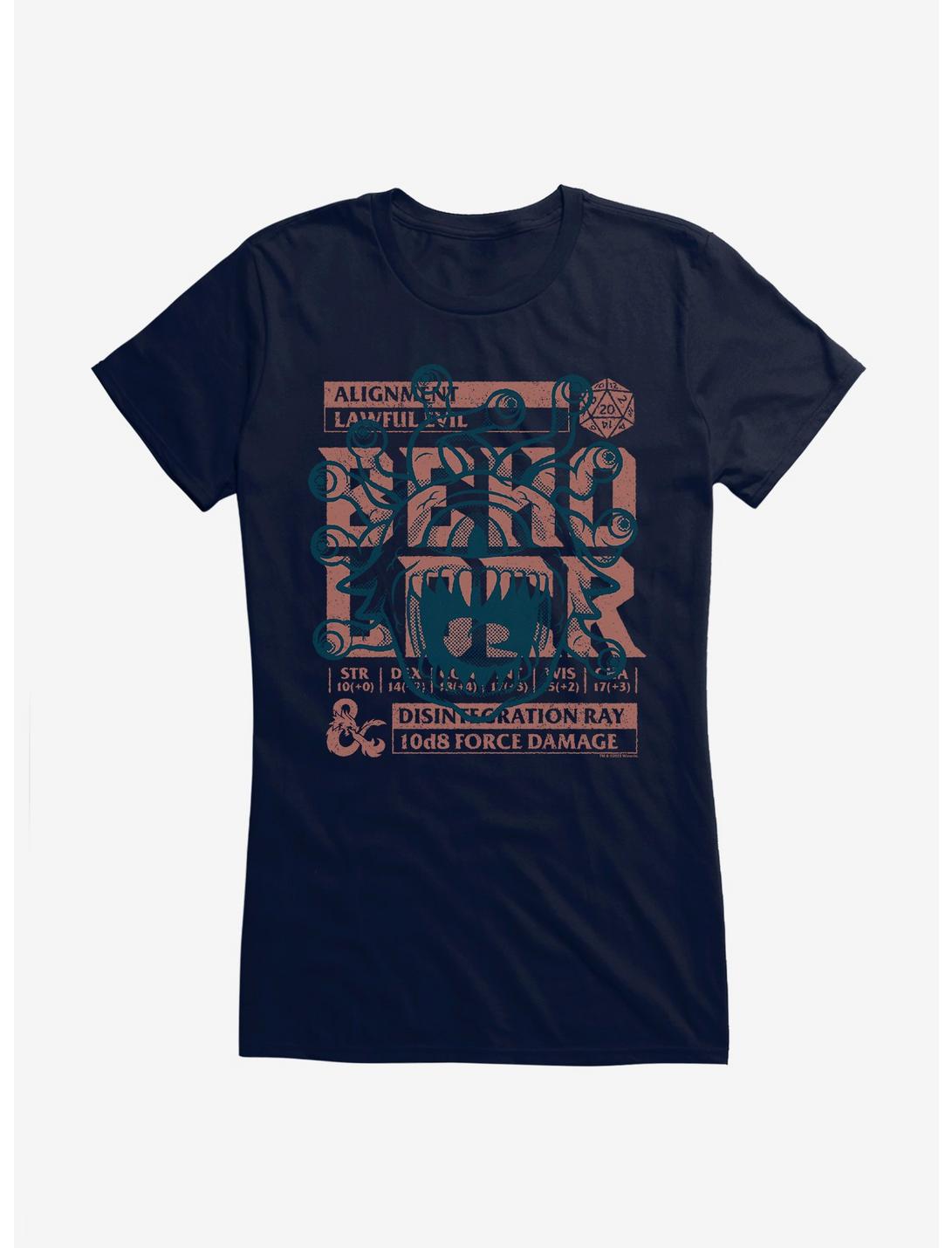Dungeons & Dragons Beholder Stats Stamp Girls T-Shirt