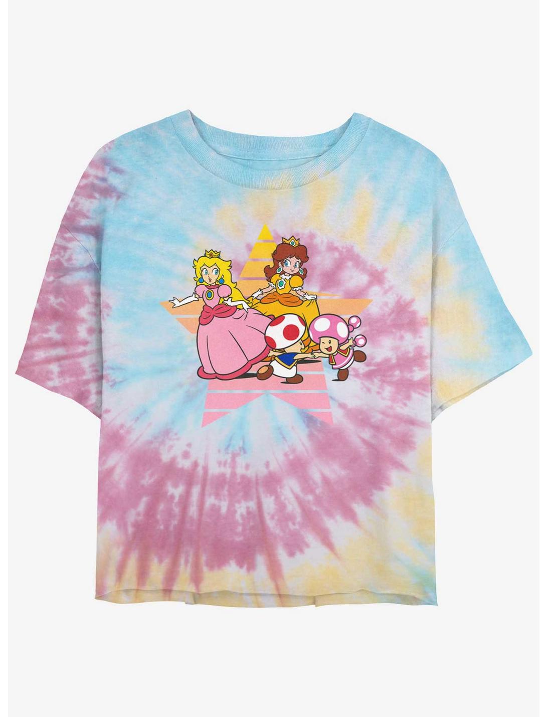 Nintendo Princess Peach & Daisy Star Girls Tie-Dye Crop T-Shirt