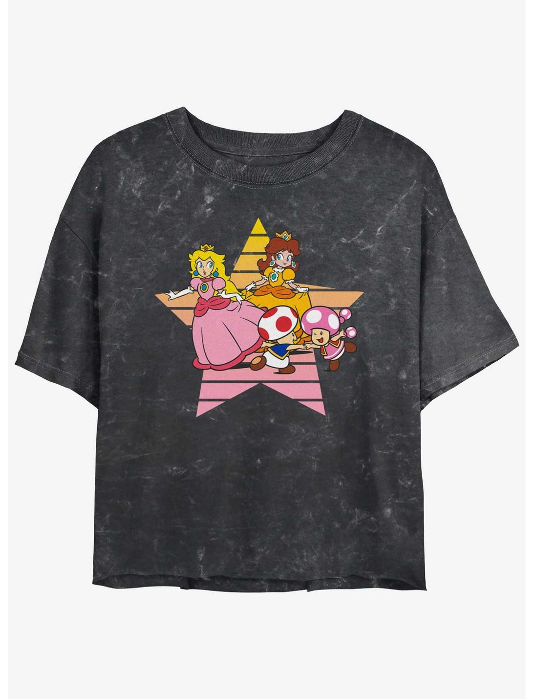 Nintendo Princess Peach & Daisy Star Girls Mineral Wash Crop T-Shirt