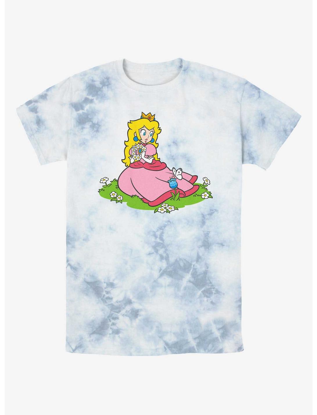 Nintendo Peach And A Butterfly Girls Tie-Dye Crop T-Shirt