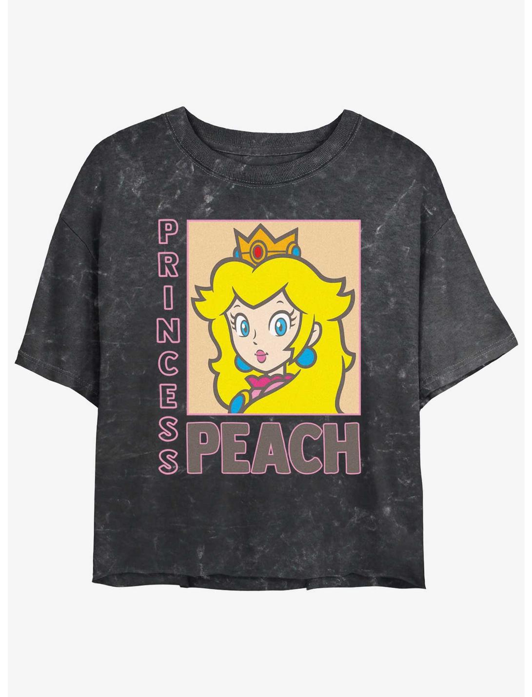 Nintendo Framed Princess Peach Girls Mineral Wash Crop T-Shirt
