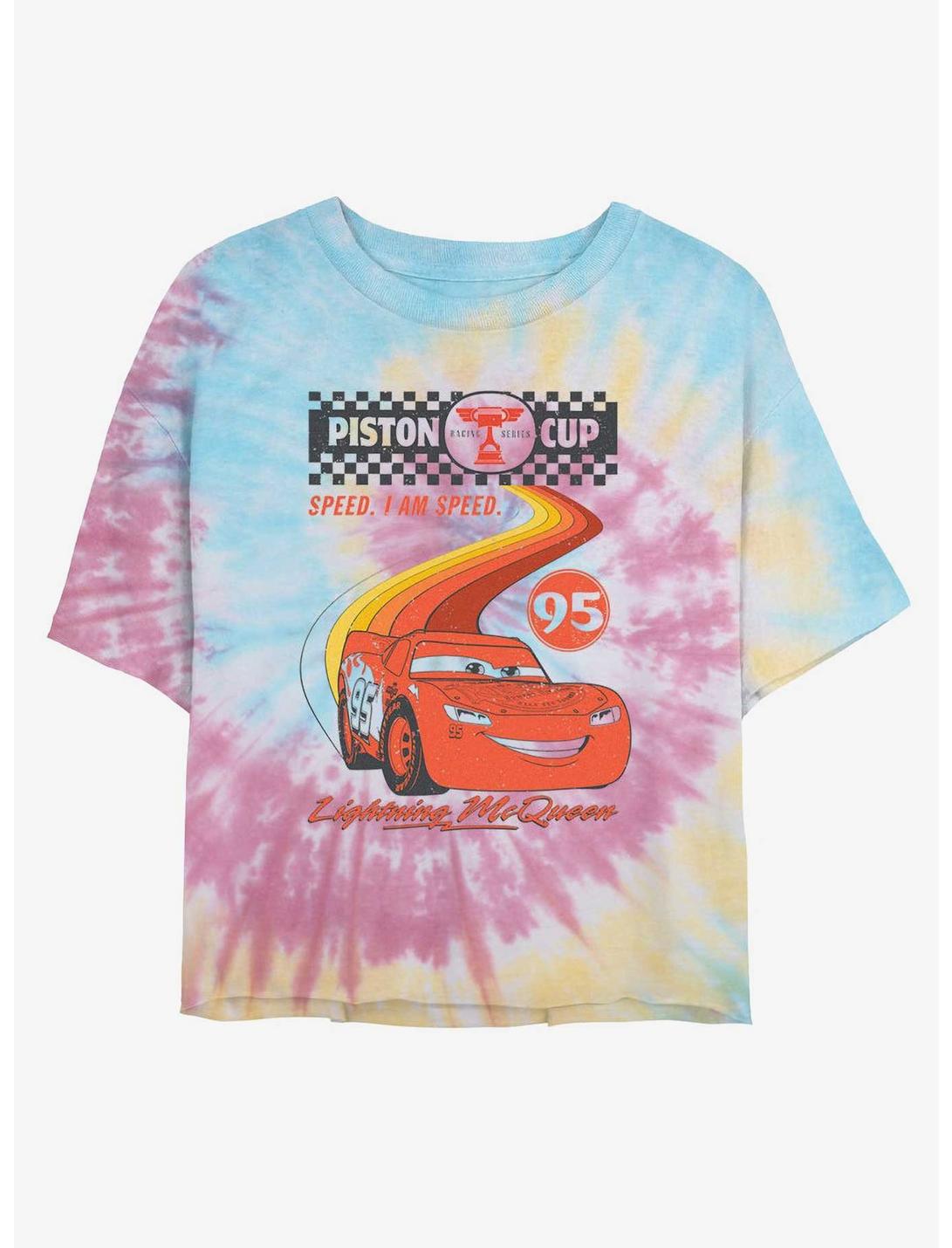 Disney Pixar Cars Retro McQueen Speedway Girls Tie-Dye Crop T-Shirt