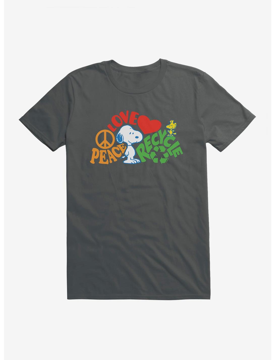 T-shirt Peanuts « Paix, Amour, Recyclage »