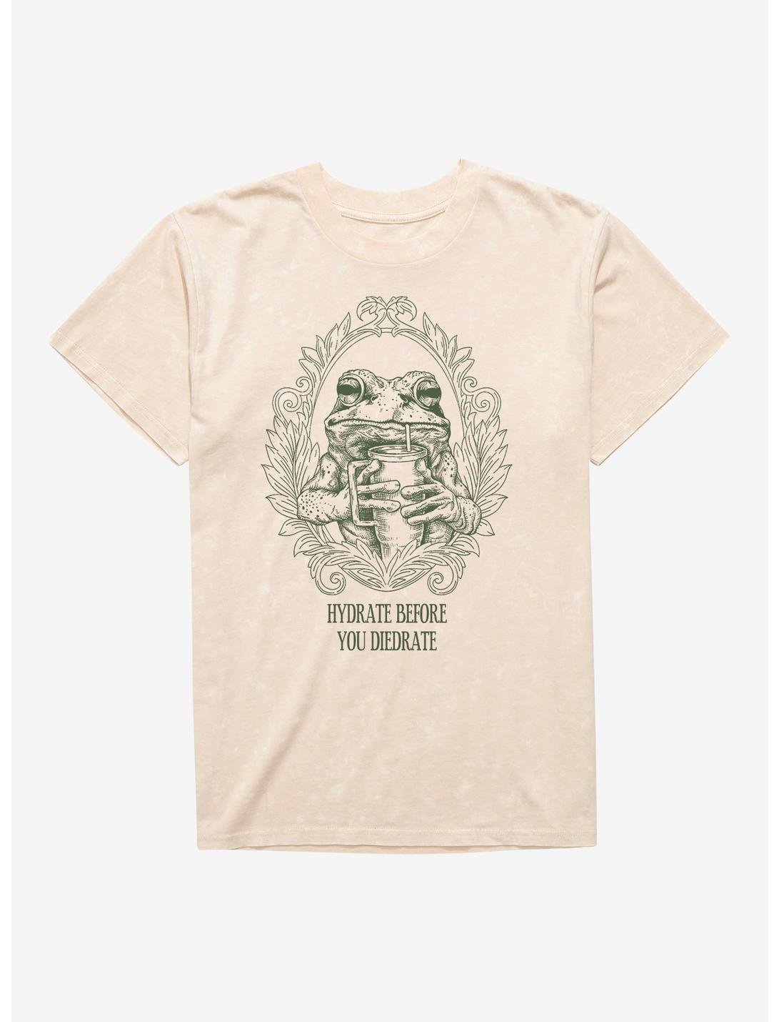 Hydrate Before You Diedrate Frog Portrait Mineral Wash T-Shirt