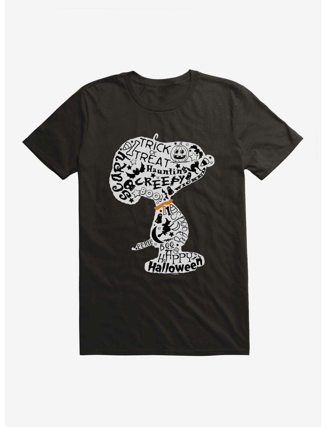 Peanuts Snoopy Halloween Word Cloud T-Shirt