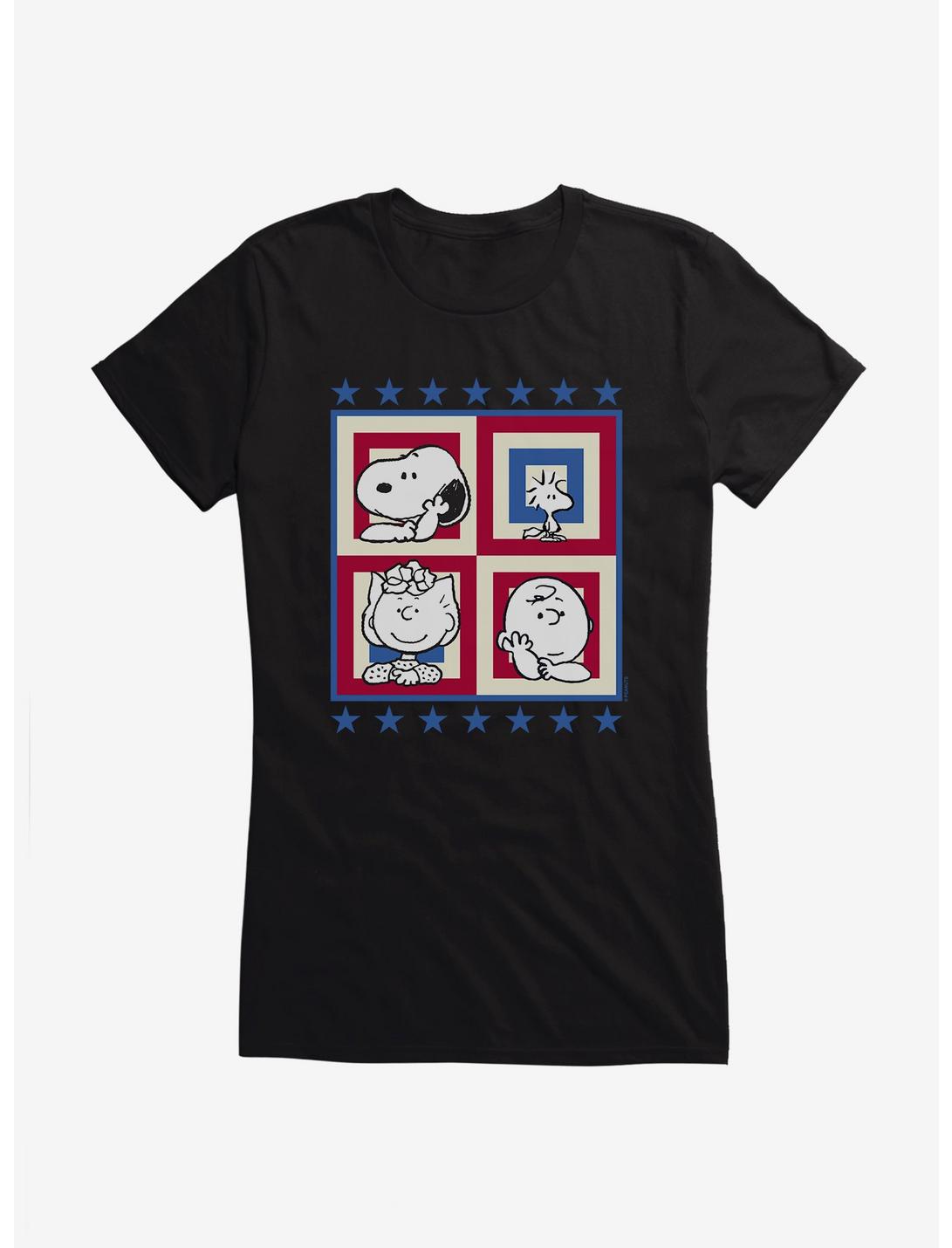 T-shirt Fille Peanuts Groupe Patriotic Squares