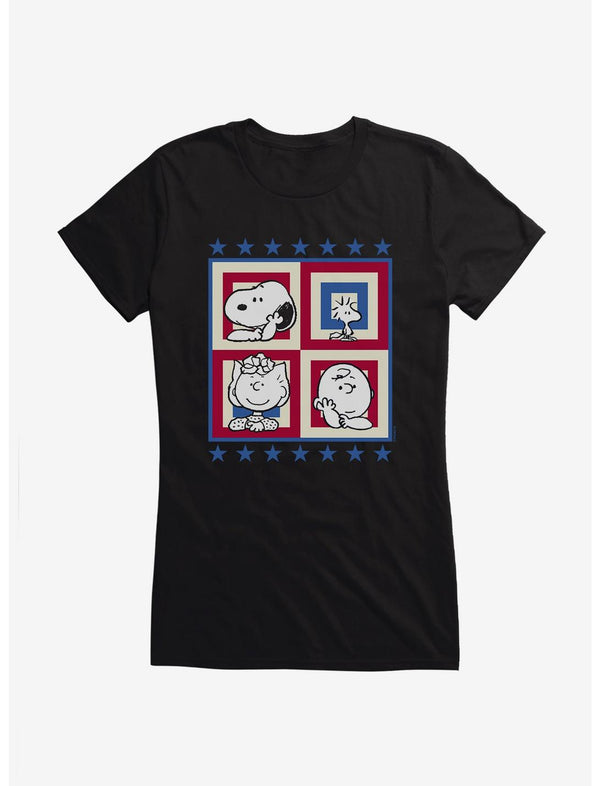 Peanuts Group Patriotic Squares Girls T-Shirt