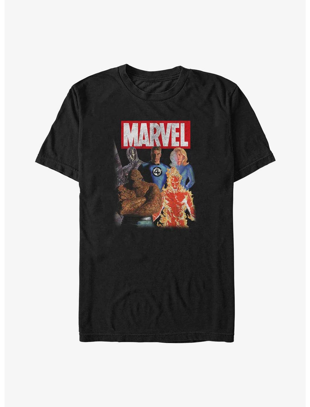 T-shirt grand et très grand avec l'affiche de l'équipe des Quatre Fantastiques de Marvel