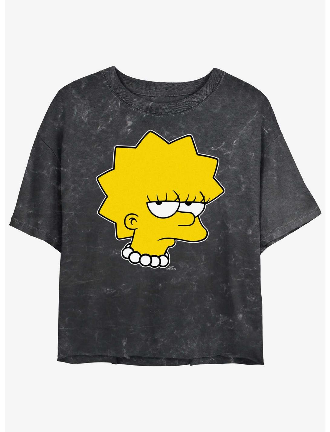 The Simpsons Unamused Lisa Girls Mineral Wash Crop T-Shirt
