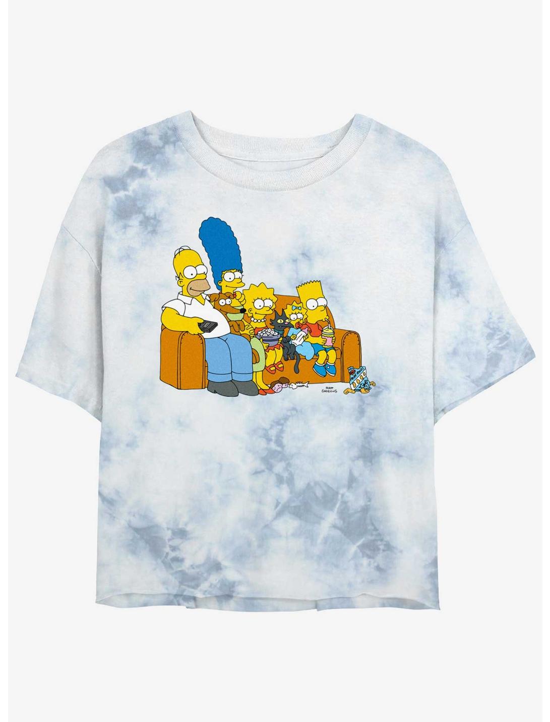 The Simpsons Family Couch Girls Tye-Dye Crop T-Shirt