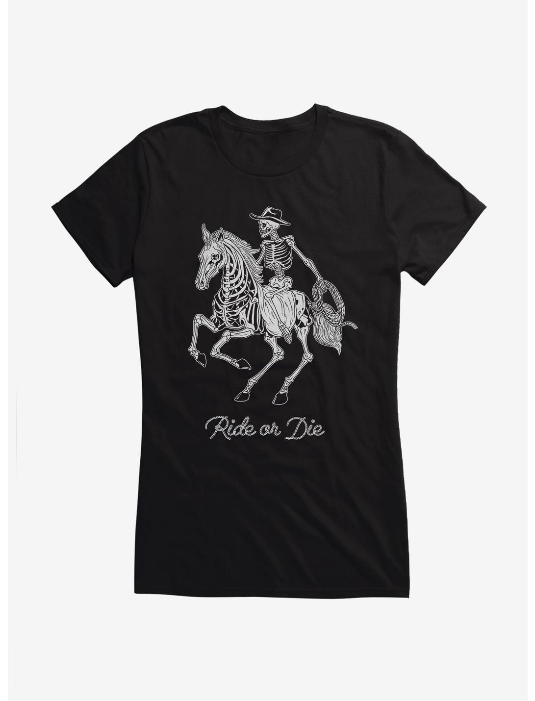 Ride Or Die Skeleton Cowboy Girls T-Shirt