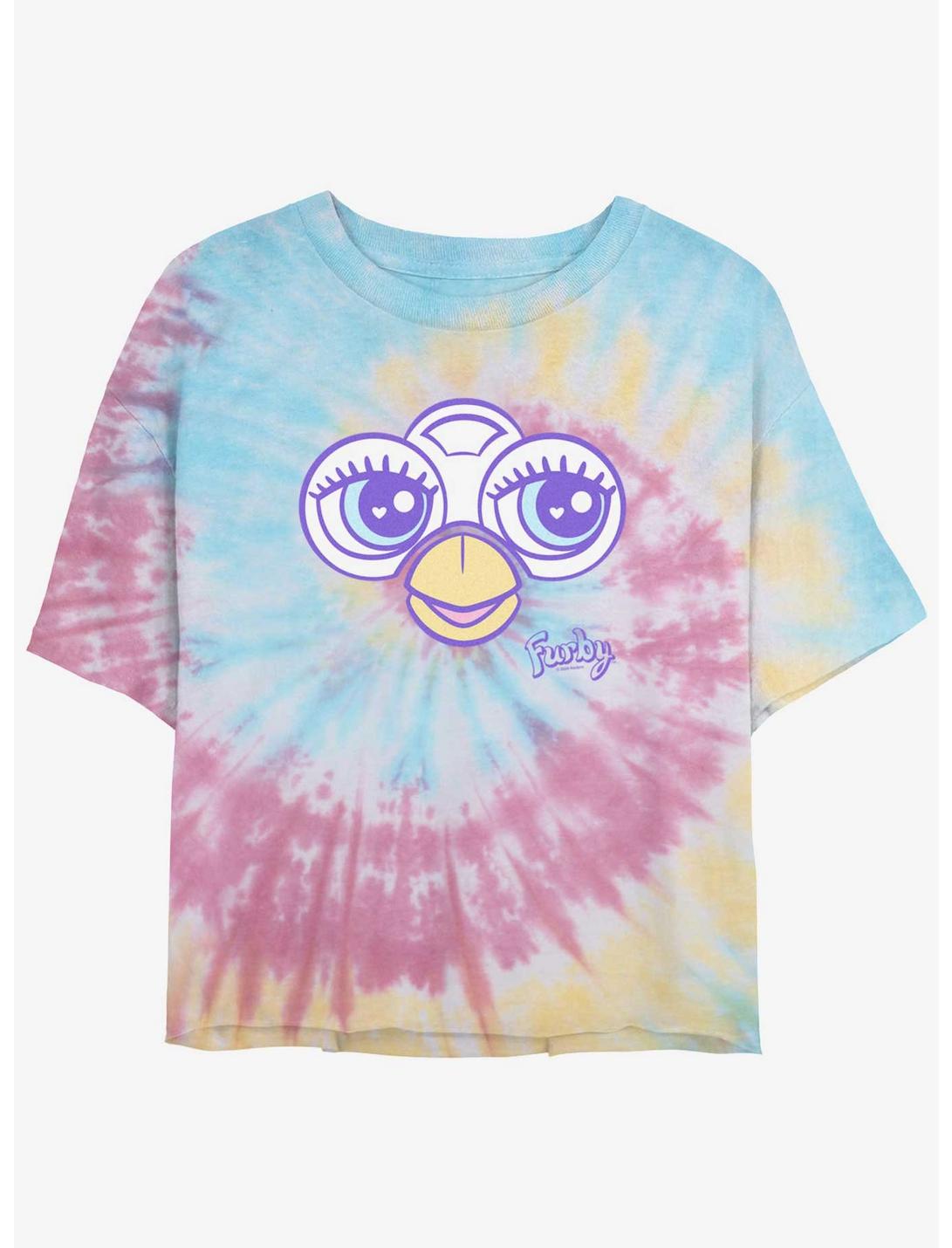 Furby Big Cute Face Girls Tye-Dye Crop T-Shirt