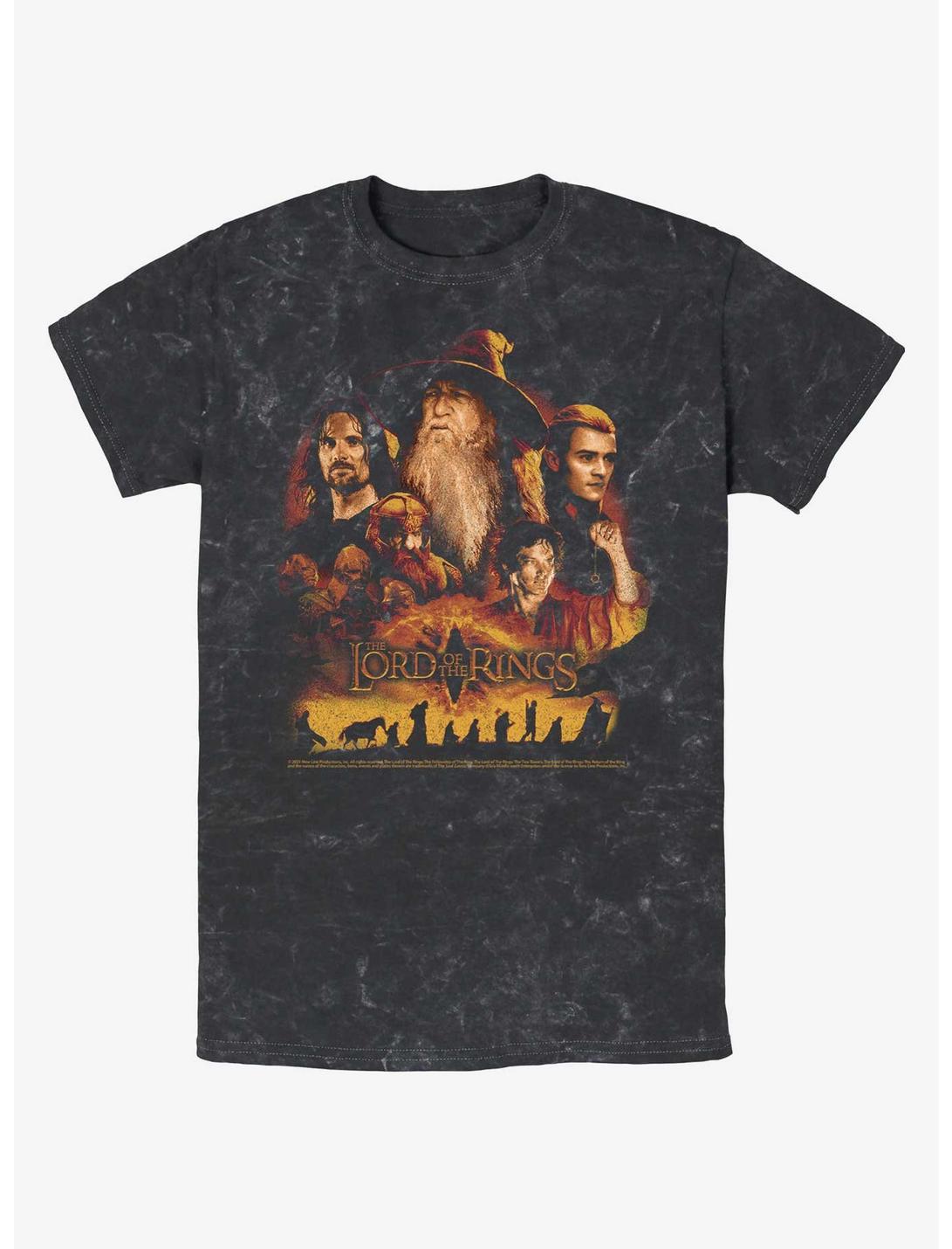 Lord Ring Character Heads Mineral Wash T-Shirt