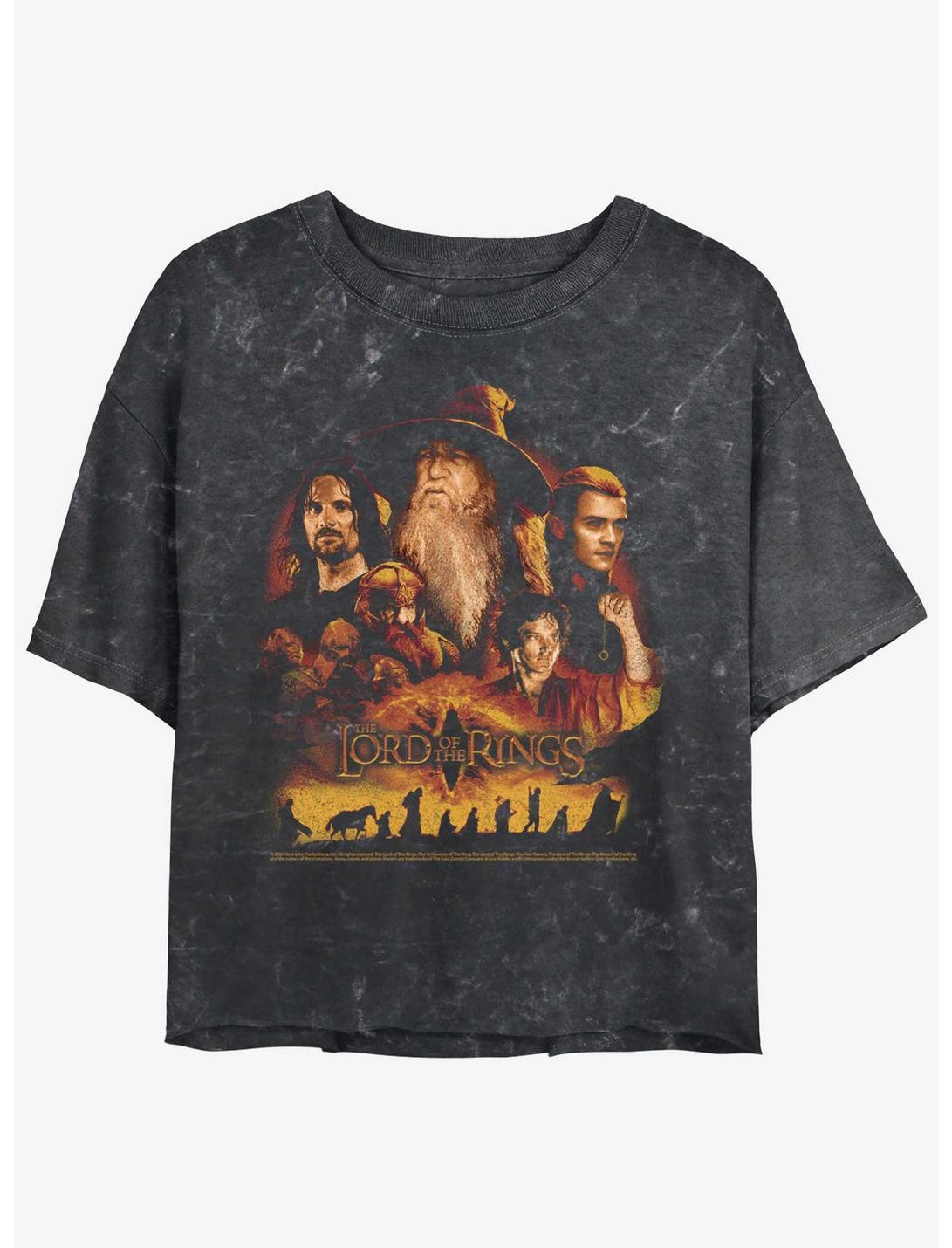 T-Shirt Court Fille Lord of the Rings avec Têtes de Personnages Délavé Minéral