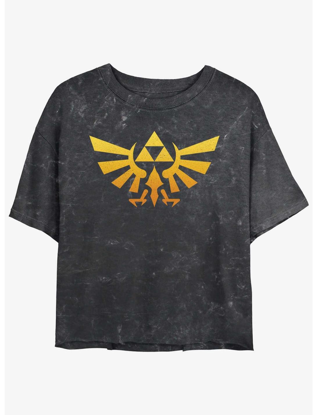 Nintendo Gradient Tri-Force Mineral Wash Girls Crop T-Shirt