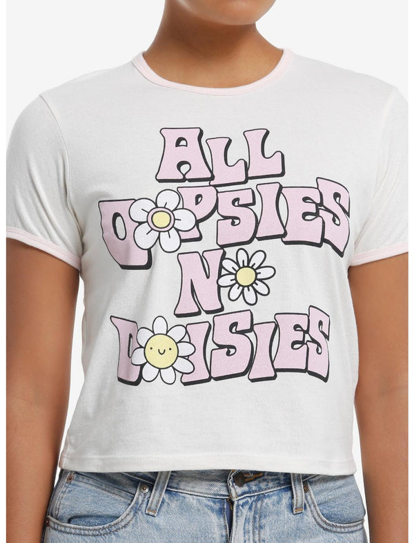 Oopsies No Daisies Girls Ringer Baby T-Shirt By Goodie Two Sleeves