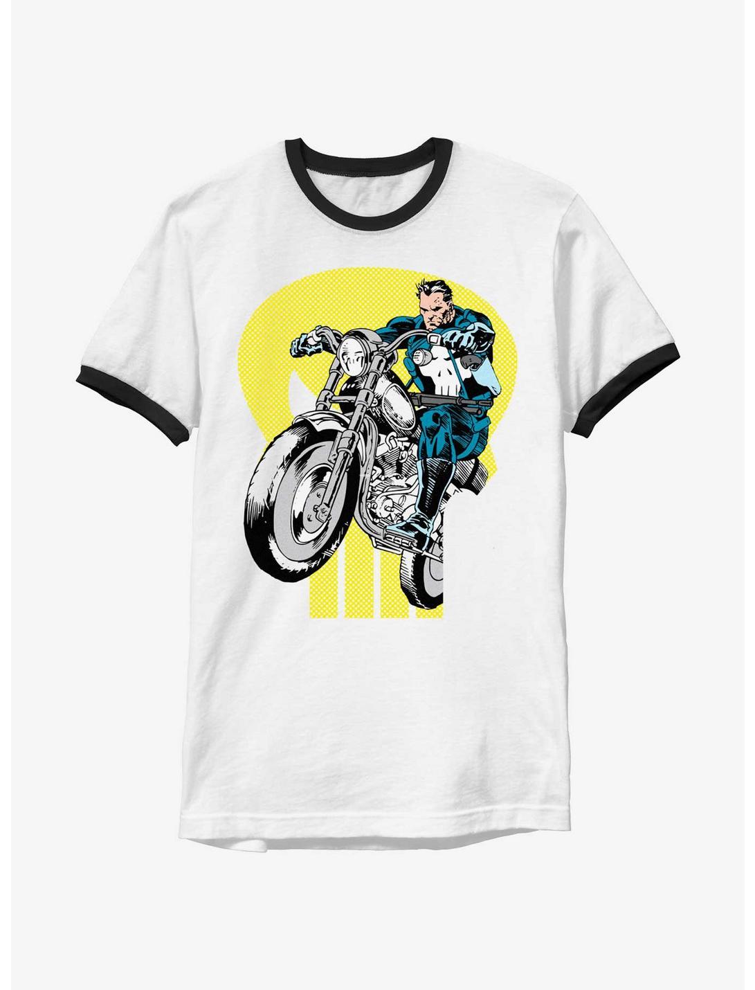 Marvel Punisher Riding Motorcycle Ringer T-Shirt