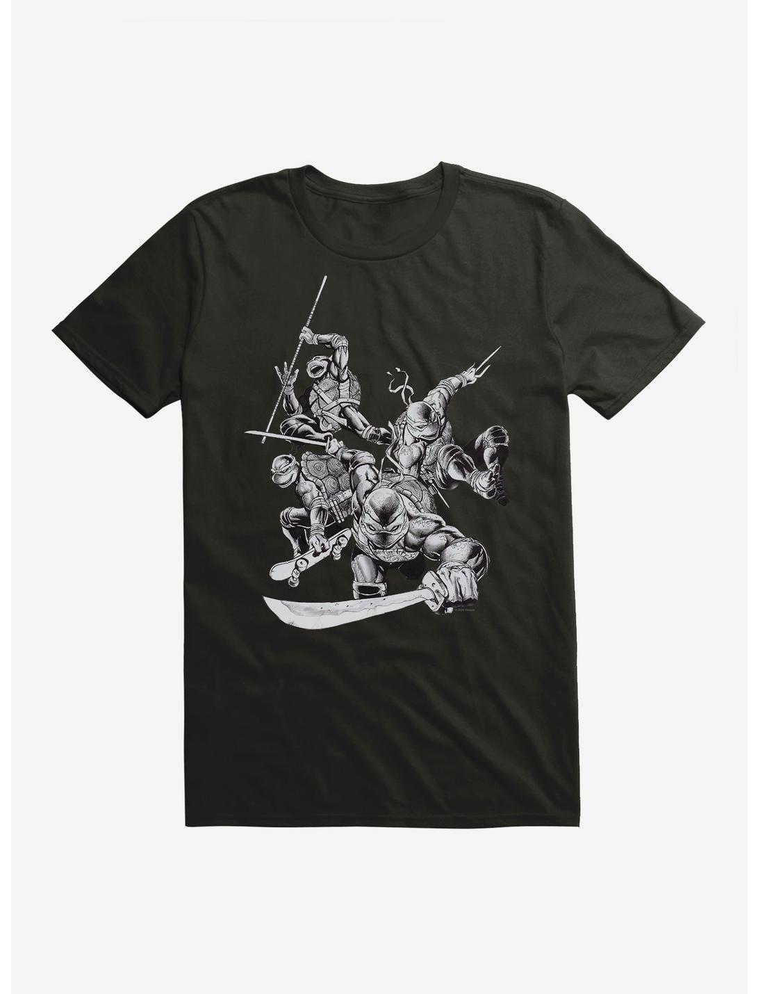 T-shirt groupe Tortues Ninja ados en noir et blanc