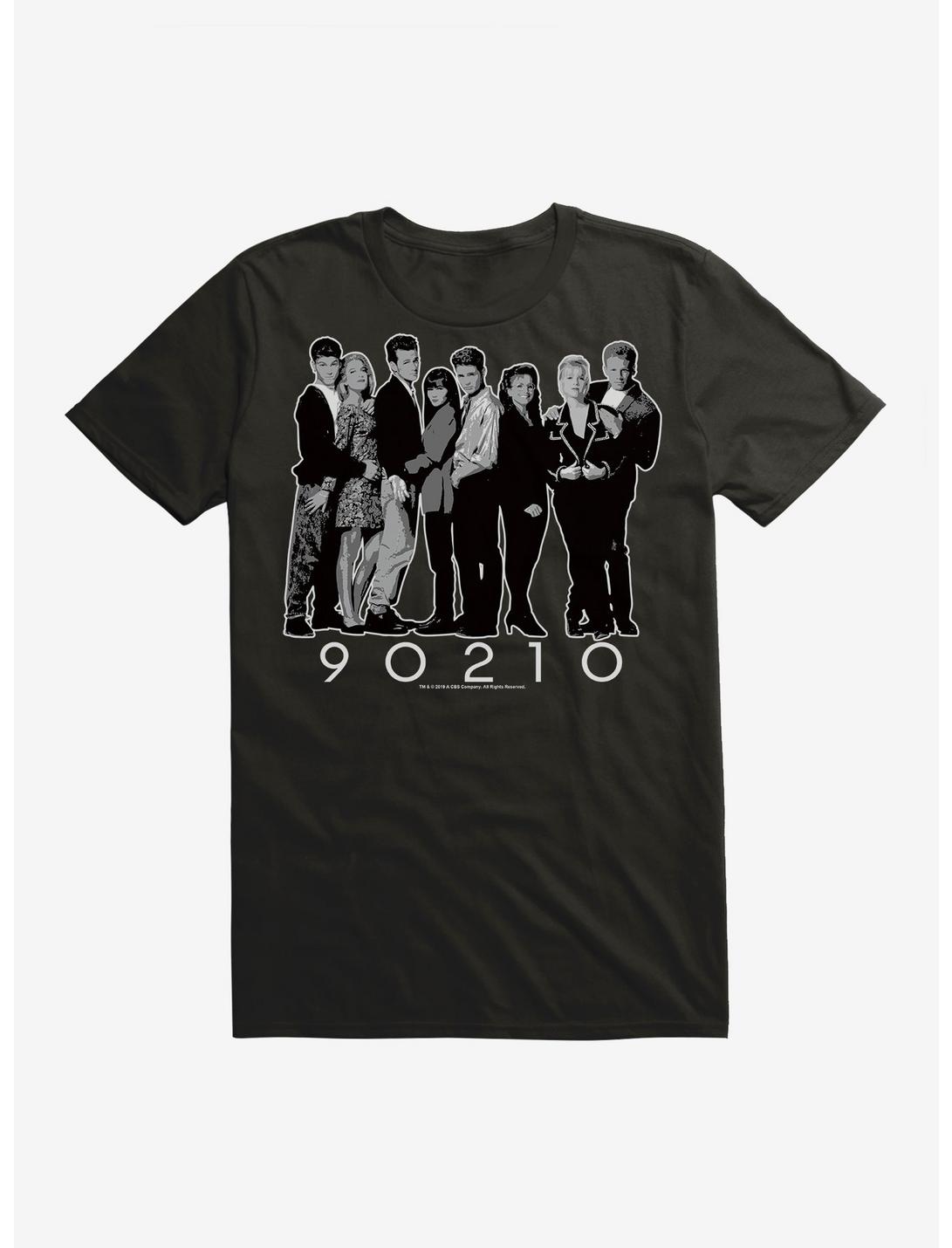 T-shirt Beverly Hills 90210 noir et blanc avec le casting