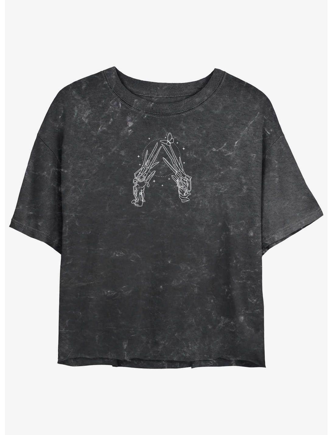 Edward Scissorhands Sketch Girls Mineral Wash Crop T-Shirt