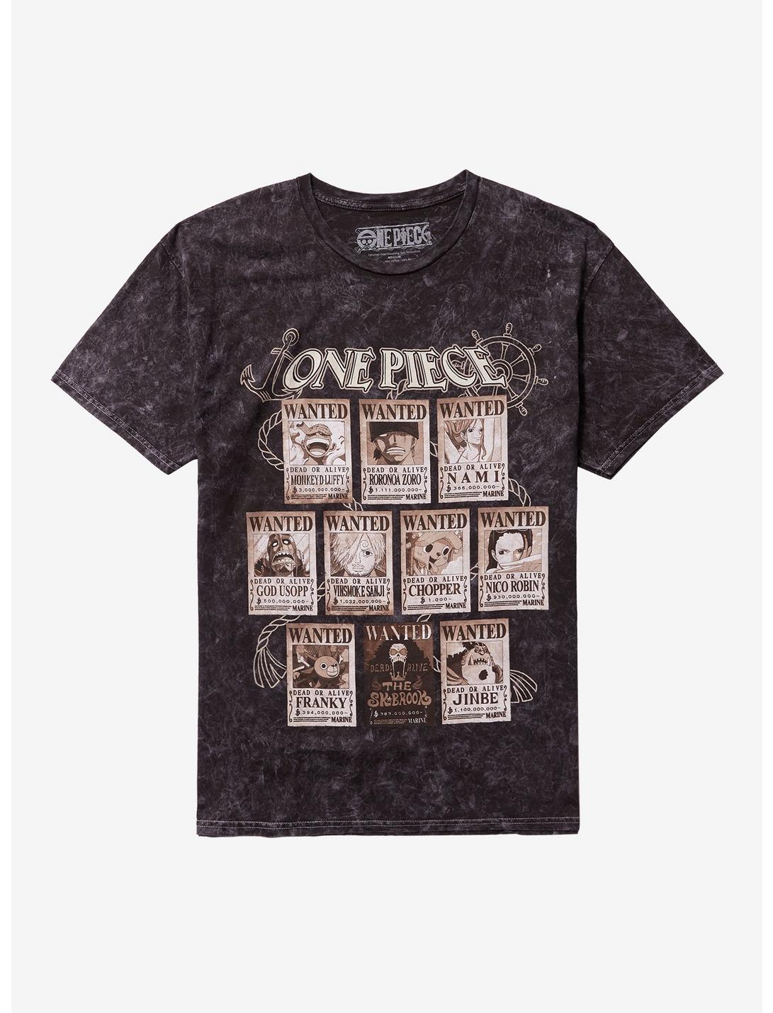 One Piece Wanted Posters Grid Dark Wash T-Shirt