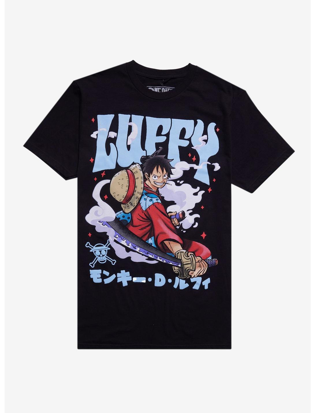 One Piece Luffy Samurai Sword Puff Print T-Shirt