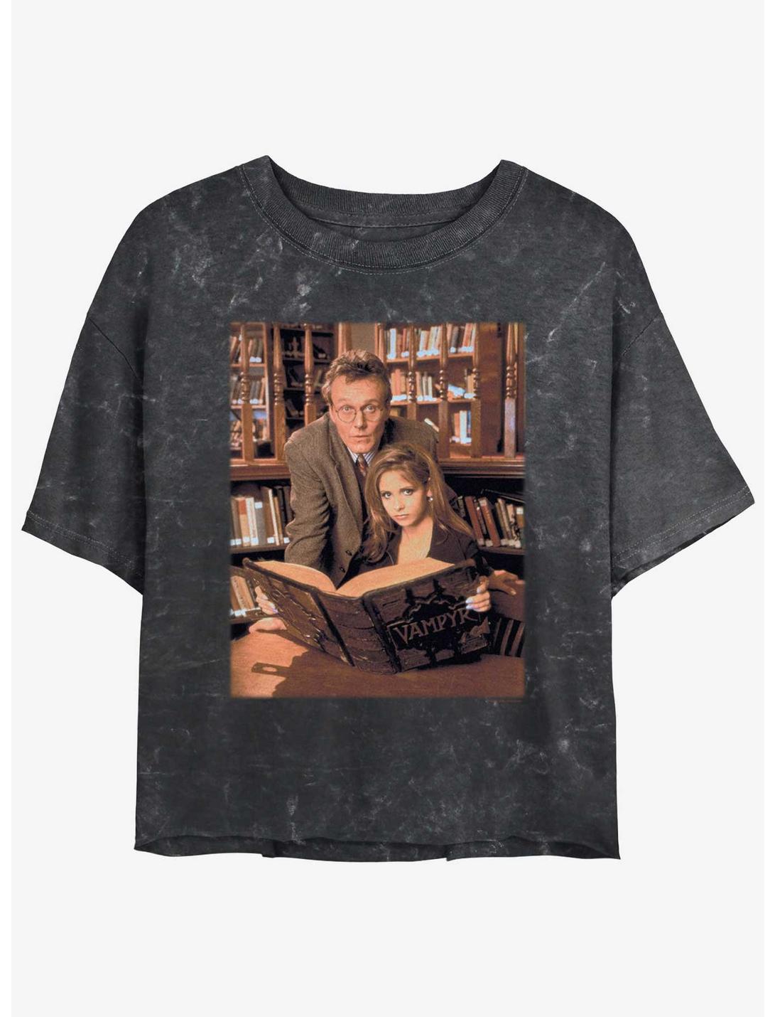 Buffy The Vampire Slayer Buffy Book Portrait Girls Mineral Wash Crop T-Shirt