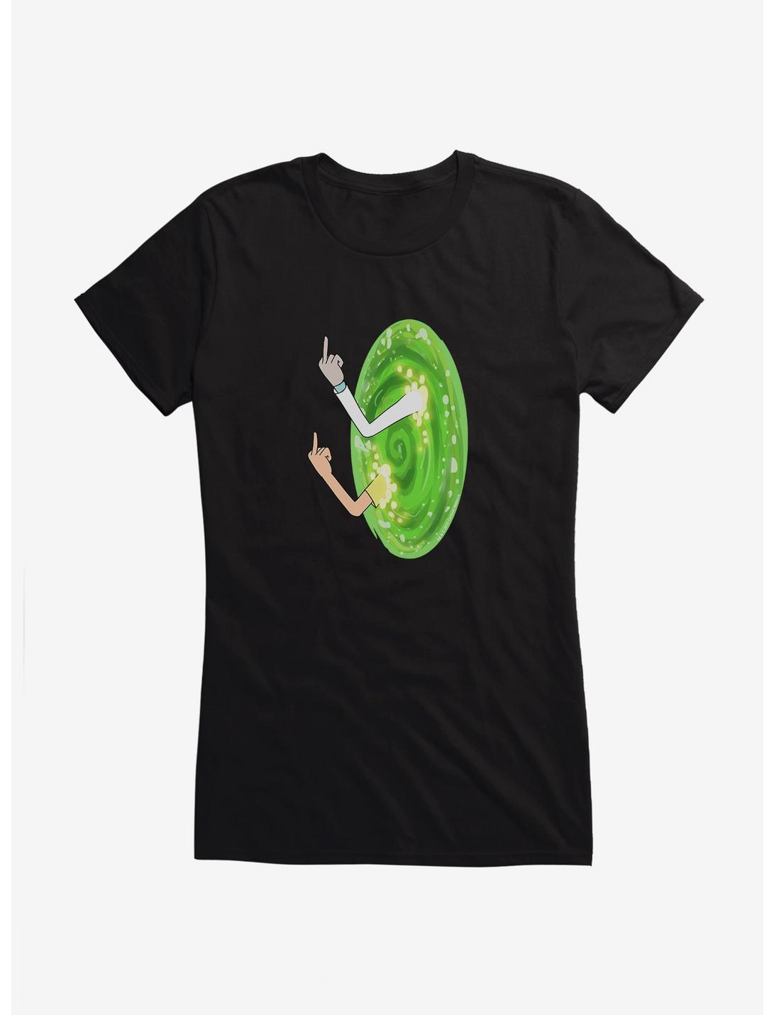 Rick and Morty Portal Middle Finger Girls T-Shirt