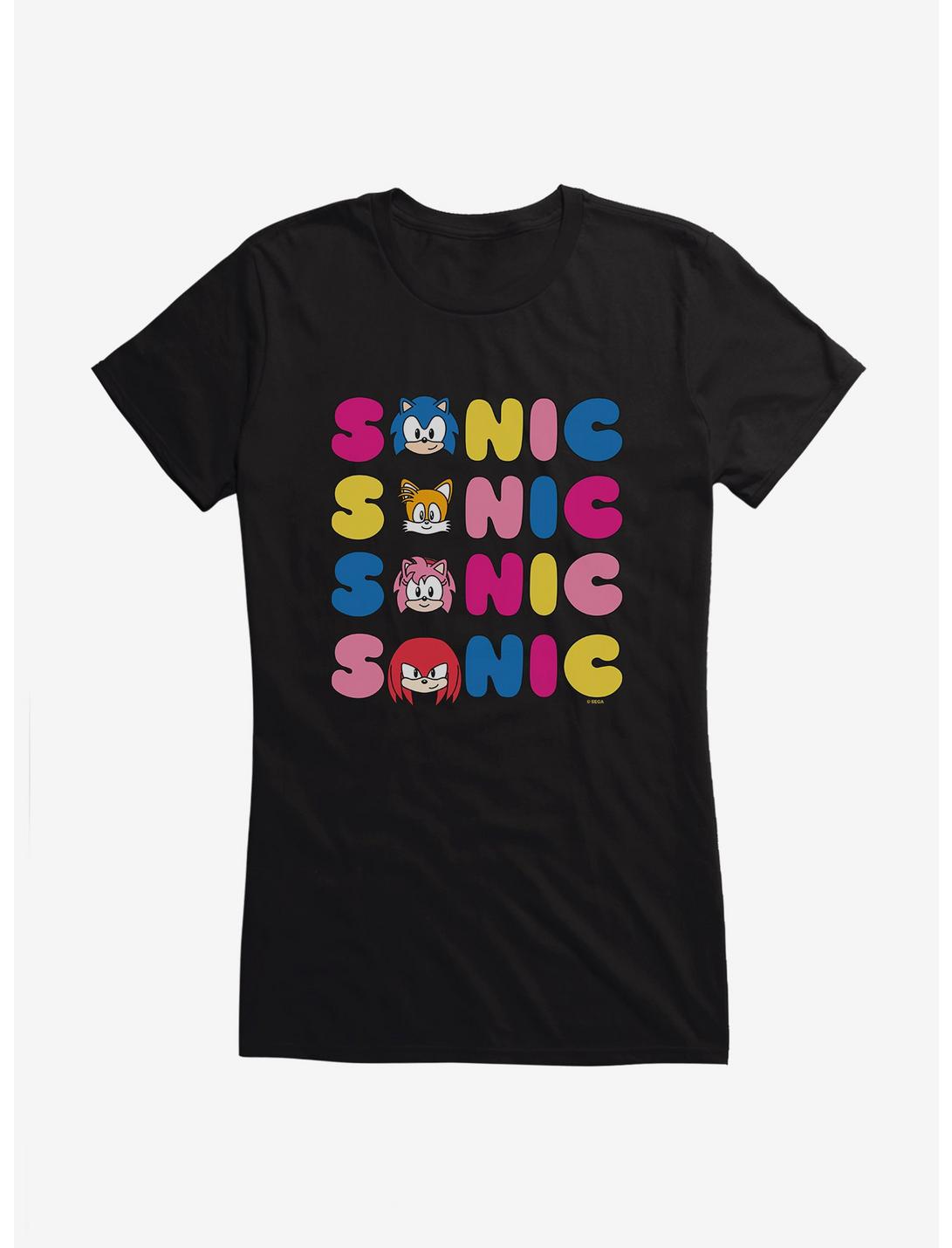 Sonic The Hedgehog Name Stack Friends Girls T-Shirt