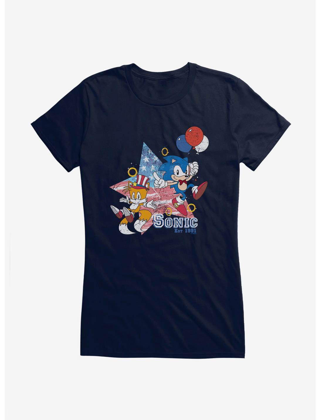 Sonic The Hedgehog Sonic Tails Fourth Of July Girls T-Shirt