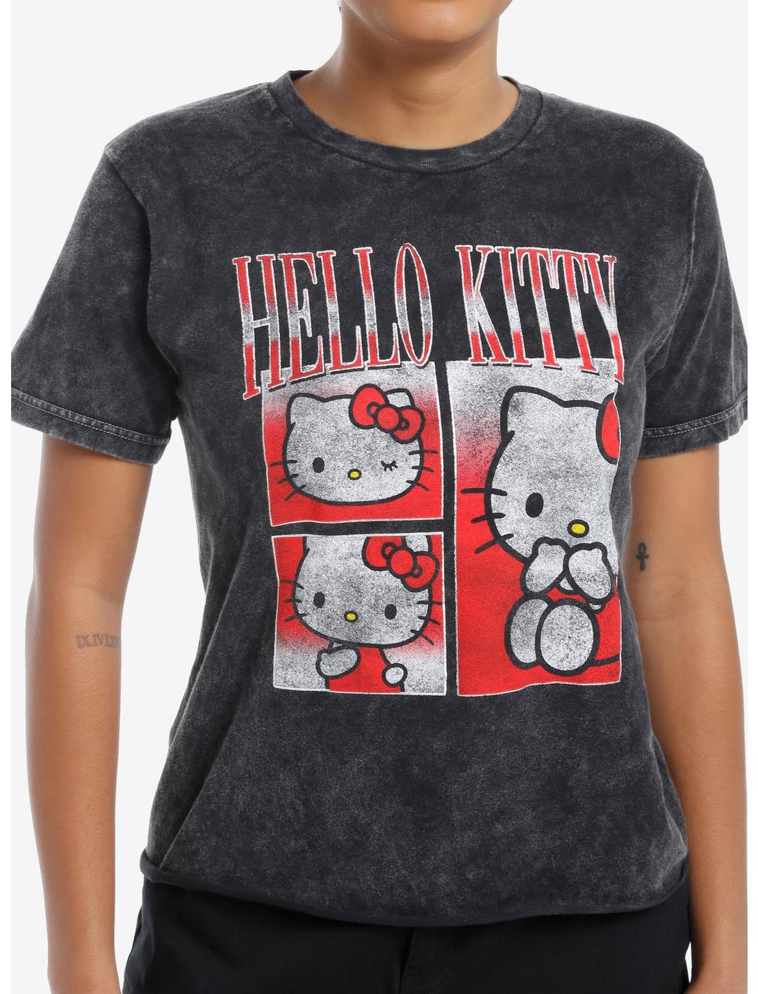 Hello Kitty Collage Mineral Wash Girls Skimmer T-Shirt