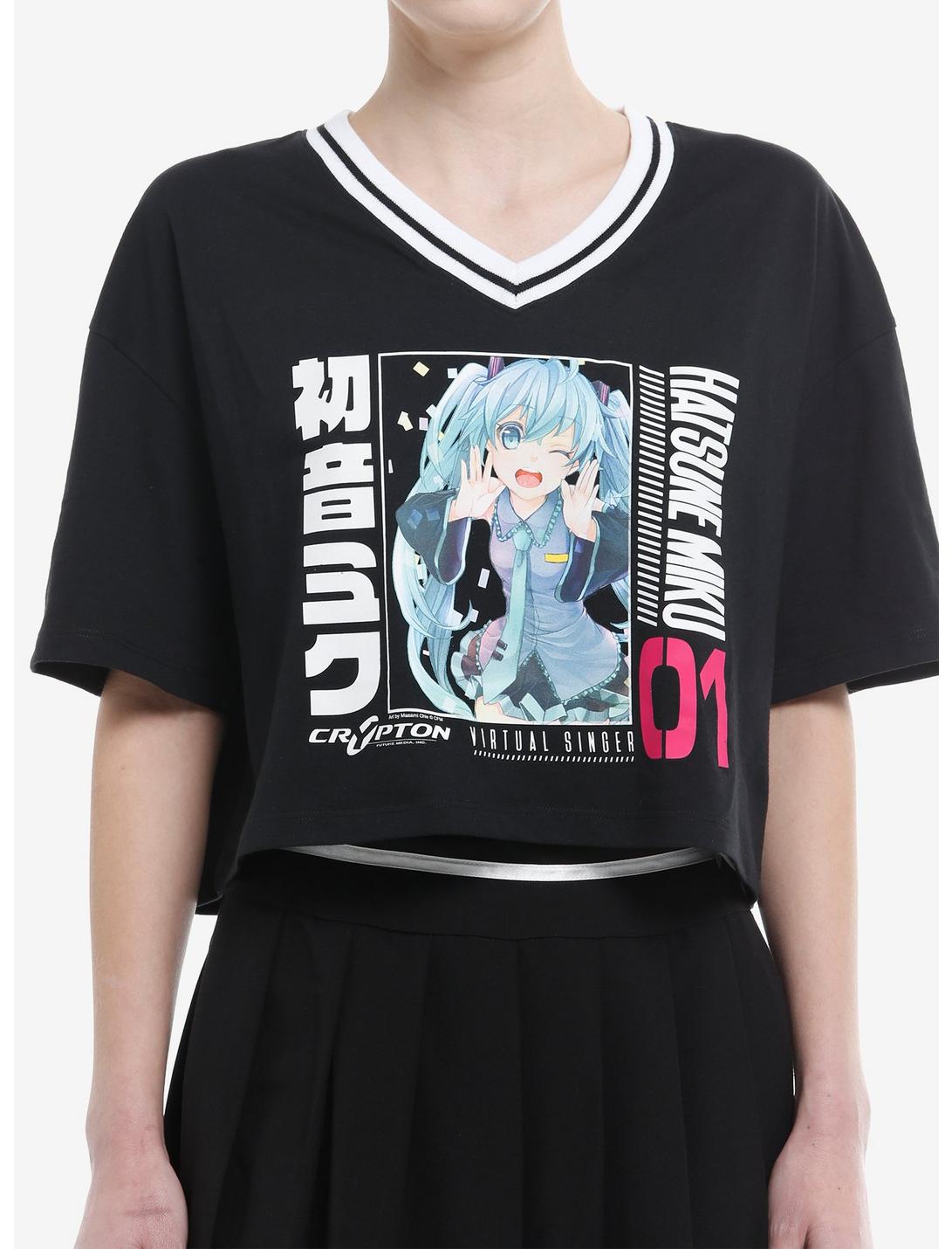 Hatsune Miku Varsity Stripe Girls Crop T-Shirt