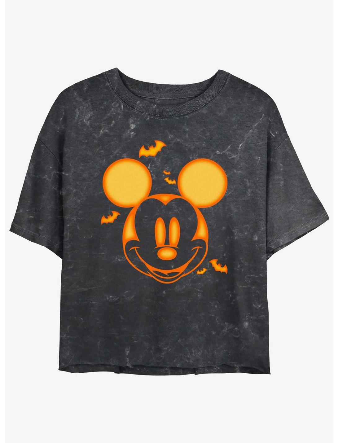 Disney Mickey Mouse Spooky Pumpkin Girls Mineral Wash Crop T-Shirt