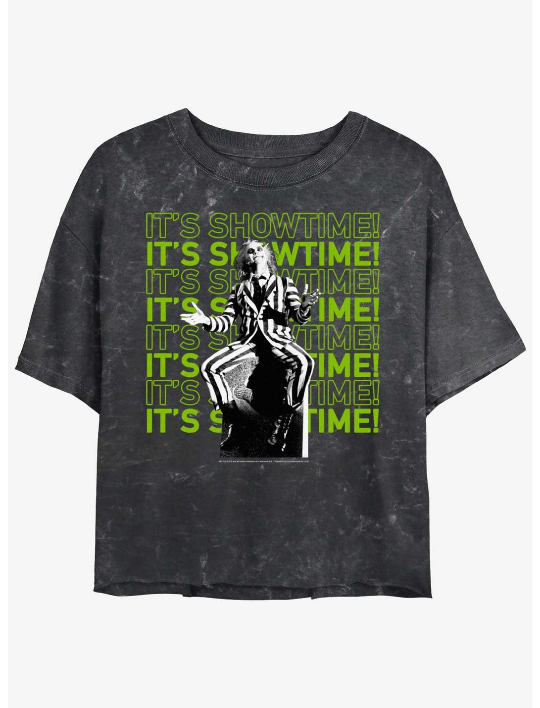 T-shirt court Beetlejuice It's Showtime Repeating Text pour filles, délavé minéral