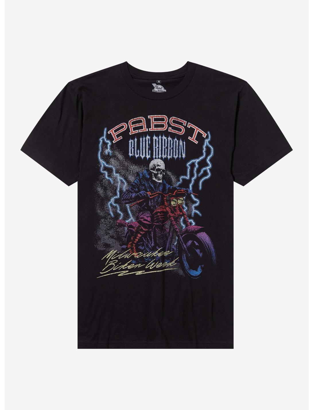 Pabst Blue Ribbon Skeleton Motorcycle Rider T-Shirt