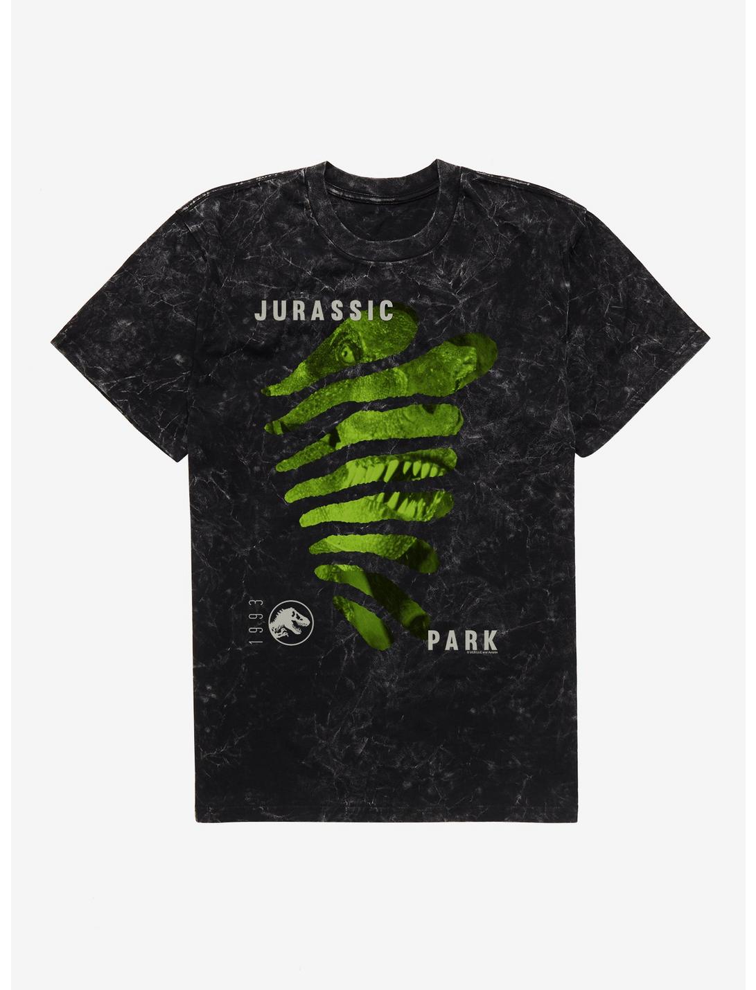 T-shirt lavé aux minéraux Jurassic Park empreintes de morsures de T-Rex