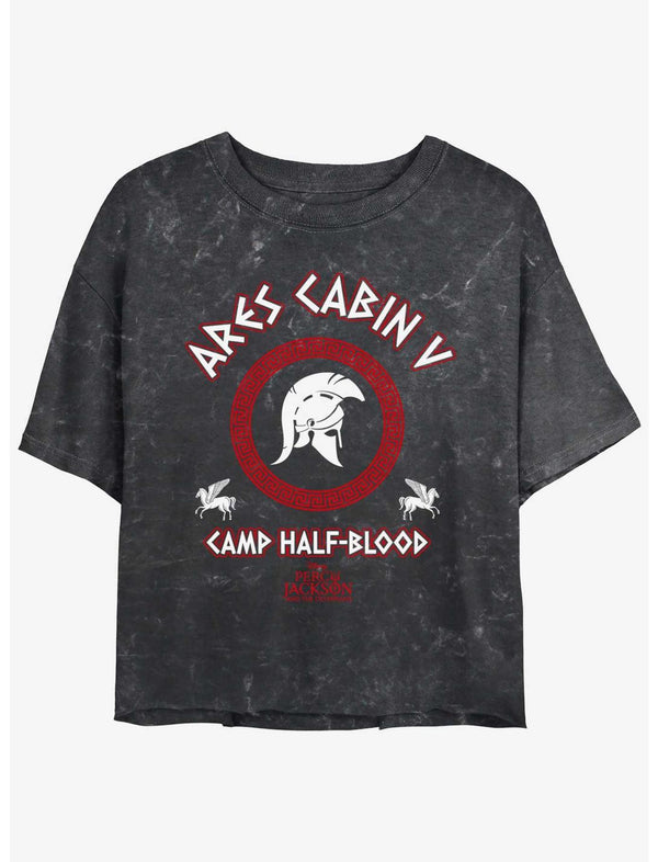 Disney Percy Jackson And The Olympians Ares Cabin Camp Half Blood Girls Mineral Wash Crop T-Shirt