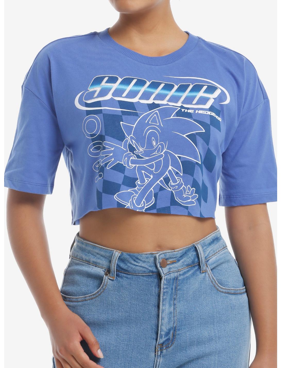 Sonic The Hedgehog Blue Checker Girls Crop T-Shirt